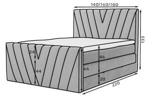 Čalúnená posteľ boxspring CANDY, 160x200, gojo 40