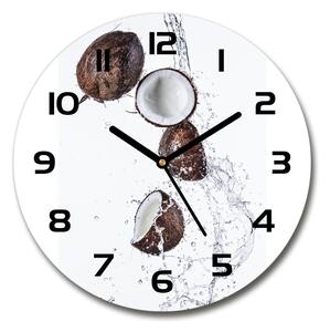 Sklenené hodiny okrúhle Kokos s vodou pl_zso_30_f_62993511