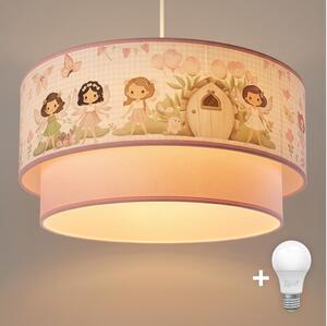 Brilagi - LED detský luster na lanku BOBO 1xE27/60W/230V pr. 40 cm ružový/víly