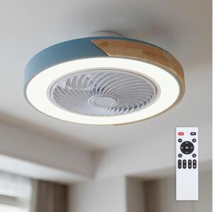 Brilagi - LED stmievateľné svietidlo s ventilátorom LED/38W/230V 50 cm modrá/dub + diaľkové ovládanie