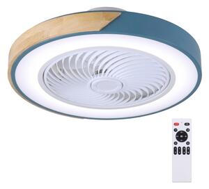 Brilagi - LED stmievateľné svietidlo s ventilátorom LED/38W/230V 50 cm modrá/dub + diaľkové ovládanie