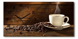 Vodorovné Sklenené hodiny na stenu tiché Šálka kávy