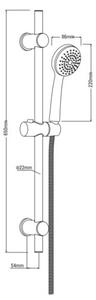Deante Neo Symetrio, sprchový stĺp 65cm s držiakom ručnej sprchy a 1-funkčnou ručnou hlavicou, chrómová, NET_051K