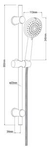 Deante Neo Boro, sprchový stĺp 65cm s držiakom ručnej sprchy a 6-funkčnou ručnou hlavicou, chrómová, NER_051K