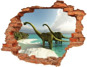 Nálepka 3D diera na stenu Dinosaury na pláži