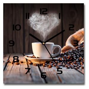 Sklenené hodiny štvorec Šálka kávy