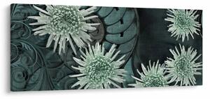 Obraz - Zelené kvety (120x50 cm)