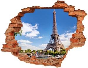 Nálepka 3D diera betón Eiffelova veža v paríži