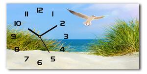 Vodorovné Sklenené hodiny na stenu tiché Čajka na pláži