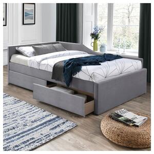 Rohová posteľ s roštom ILAUT sivá, 120x200 cm
