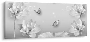 Obraz - Kvetinový dizajn s motýlikmi (120x50 cm)