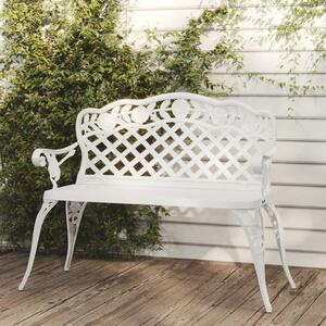 Záhradná lavička 108 cm odlievaný hliník biela