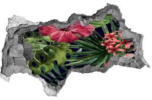 Nálepka 3D diera na stenu Tropické kvety nd-b-74294339