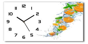 Vodorovné Moderné sklenené hodiny na stenu Pomaranče