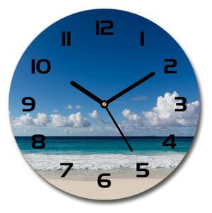 Sklenené hodiny okrúhle Pláž Seychely