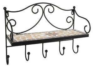 Čierny kovový nástenný vešiak s poličkou 42 cm Almeria – Garden Pleasure