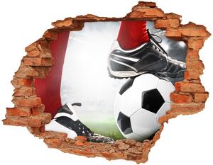 Nálepka 3D diera na stenu samolepiaca Futbalista nohy
