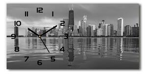 Vodorovné Moderné sklenené hodiny na stenu Chicago