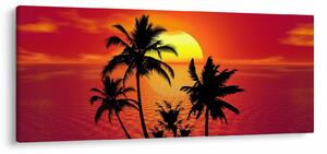 Obraz siluety ostrova s palmami (120x50 cm)