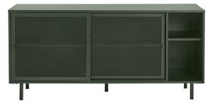 Tmavozelená kovová nízka komoda s posuvnými dverami 160x75 cm Veep – Unique Furniture