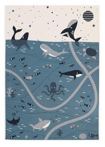 Modro-krémový detský hrací koberec 123x180 cm Little Deep Blue – Nattiot