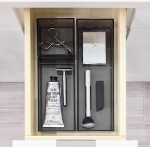 Matne čierne kúpeľňové organizéry na kozmetiku z recyklovaného plastu v súprave 3 ks Stack & Slide - iDesign