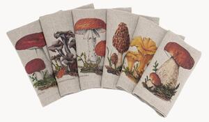Ľanové obrúsky Forest Mushrooms, 6 ks
