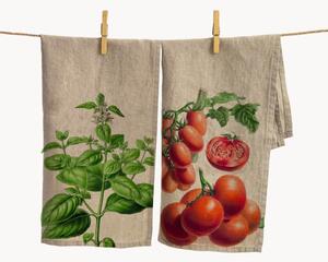 Ľanové kuchynské utierky Tomato & Basil, 2 ks