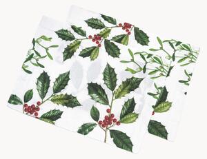 Ľanové prestierania Holly & Mistletoe, 2 ks