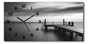 Vodorovné Sklenené hodiny na stenu Mólo nad jazerom