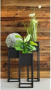 H&S Collection Kvetináč na stojane kovový čierny 70 cm