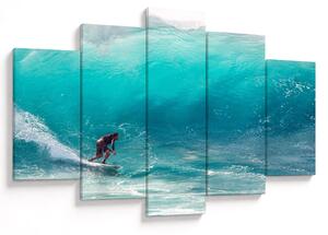 Obraz surferov vo vlnách (150x105 cm)