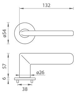 Dverové kovanie MP Eliptica - R 36 (BS - Čierna matná), kľučka-kľučka, Bez spodnej rozety, MP BS (čierna mat)