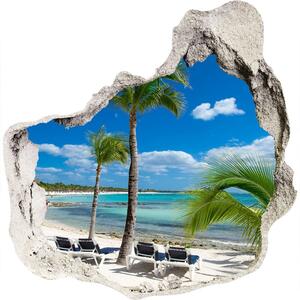Díra 3D ve zdi nálepka Maledivy pláž nd-p-129561324