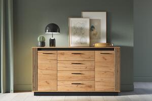 Komoda so zásuvkami Clawi 06 - 160 cm - Dub craft zlaté / Čierny