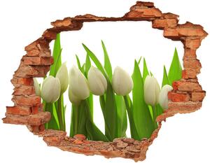 Samolepiaca diera nálepka betón Biele tulipány