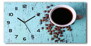 Vodorovné Moderné sklenené hodiny na stenu Čierna káva