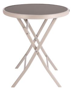 Dekorstudio Záhradný skladací stolík s tvrdeným sklom 60cm – béžový
