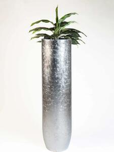 Exkluzívny kvetináč SOLERIO, sklolaminát, výška 120 cm, strieborný lesk