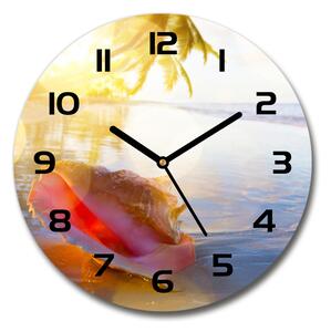 Sklenené hodiny okrúhle Mušle na pláži
