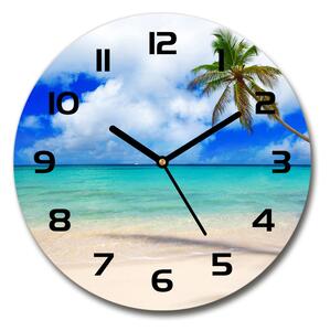Sklenené hodiny okrúhle Karibik pláž