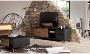 Čierny/prírodný TV stolík v dekore orecha 181x53 cm Noe – Marckeric