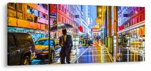 Obraz - Mesto v neónovej žiare (120x50 cm)