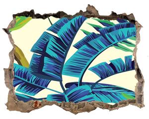Nálepka 3D díra na zeď samolepící Tropické listy