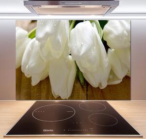 Panel do kuchyne Biele tulipány pl-pksh-100x70-f-104686883