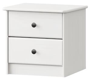 Komoda 1BK - 2 zásuvky biely lak, kovové úchytky
