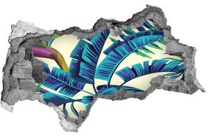 Nálepka 3D diera na stenu samolepiaca Tropické listy