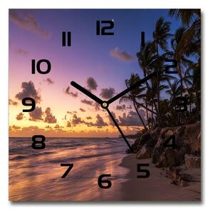 Sklenené hodiny štvorec Západ slnka na pláži