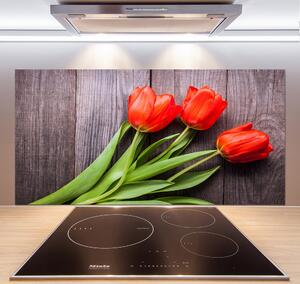 Panel do kuchyne Červené tulipány