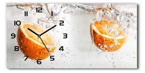 Vodorovné Sklenené hodiny na stenu Pomaranče pod vodou